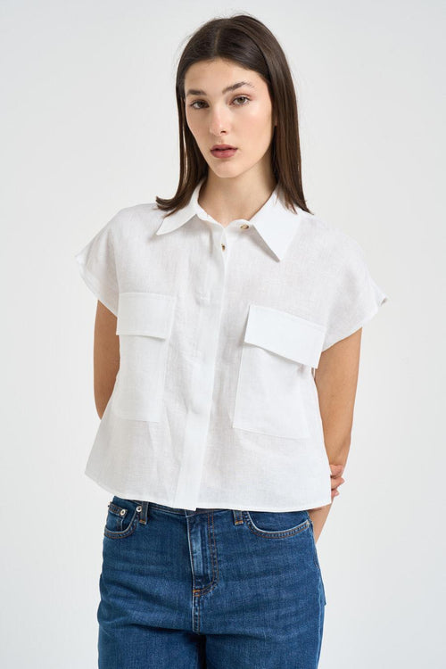 Camicia donna in lino bianca - 1