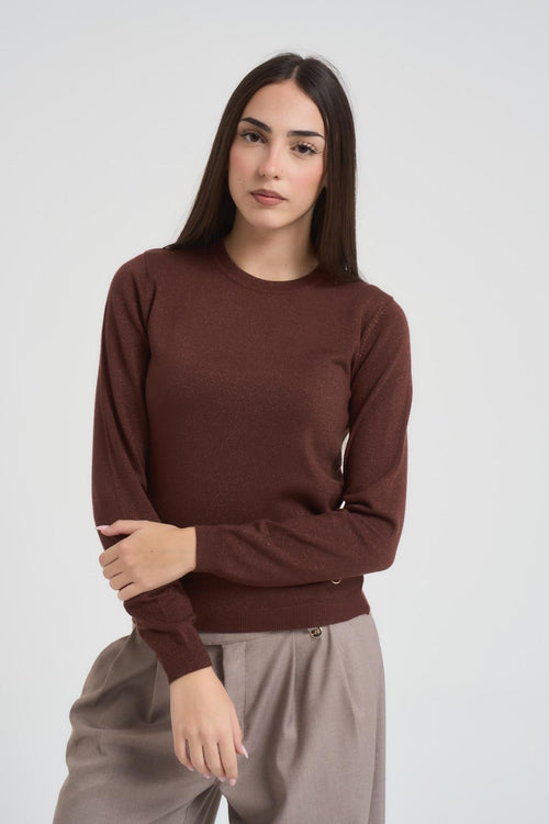 Maglia donna girocollo cioccolato - 2