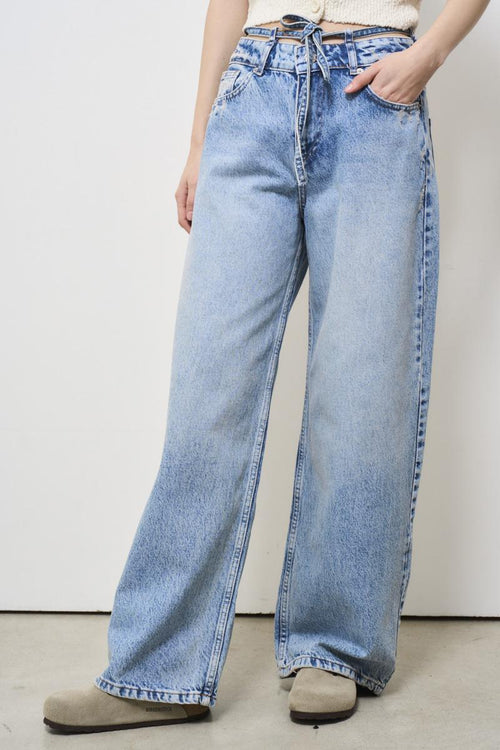 Jeans donna wide-leg in denim chiaro - 2