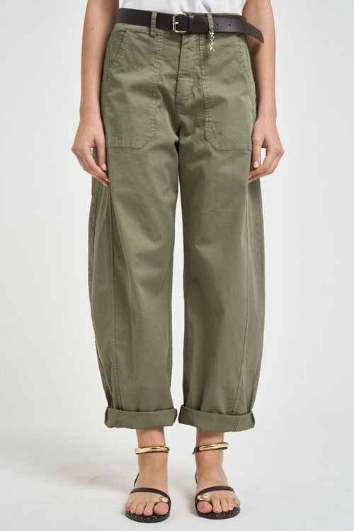 Pantalone donna carrot fit verde militare