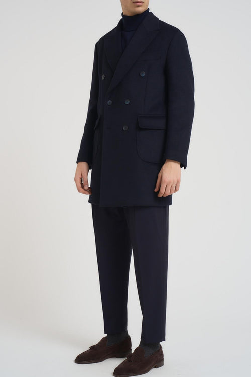 Cappotto uomo doppiopetto midi blu notte - 2