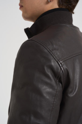 Giubbotto uomo in vera pelle marrone - 8