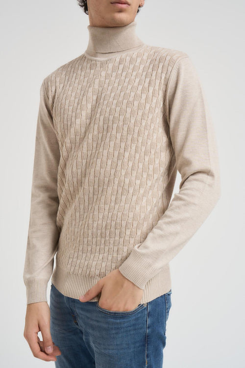 Dolcevita uomo a treccia beige