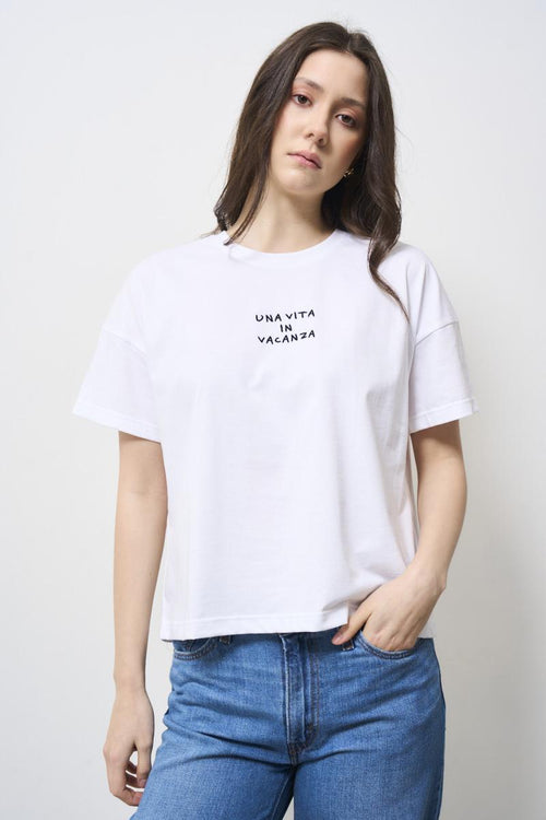 T-shirt donna bianca scritta - 2