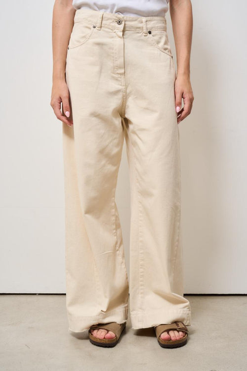 Jeans donna a palazzo beige - 1