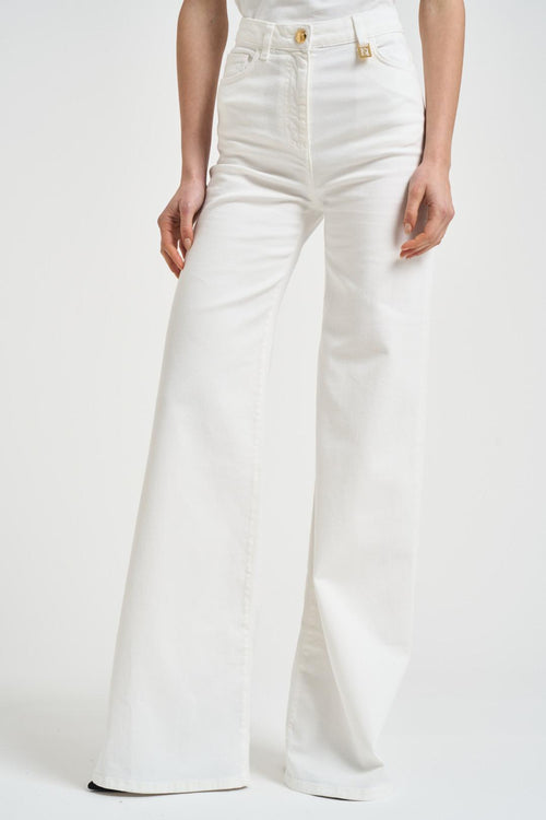 Jeans donna a zampa bianchi