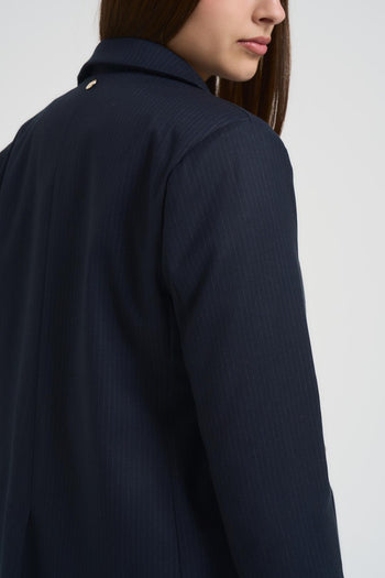 Blazer donna gessato blu - 3