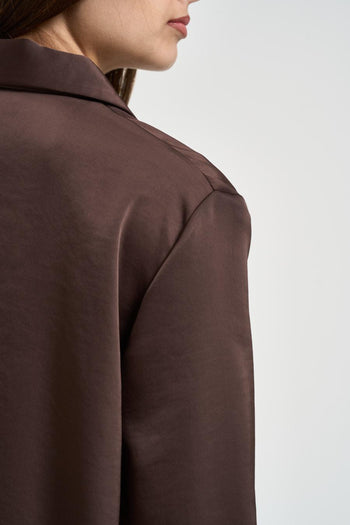 Camicia donna con fiocchetti marrone - 6