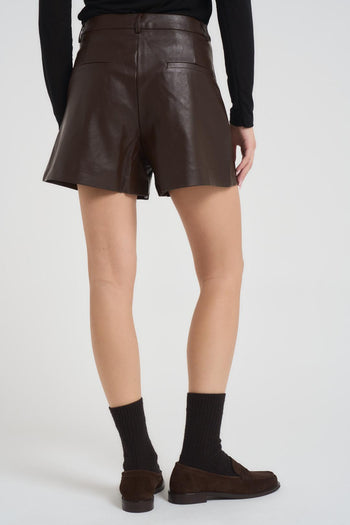 Short donna in ecopelle marrone - 3