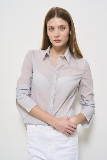 Camicia donna in organza grigia - 7
