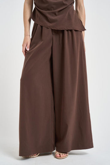 Abito con blusa e pantalone marrone - 8