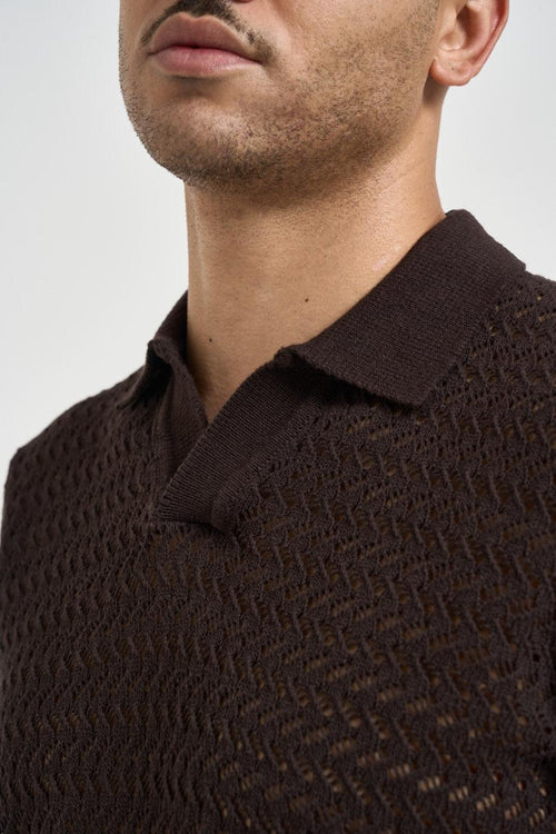Polo uomo traforata marrone - 2