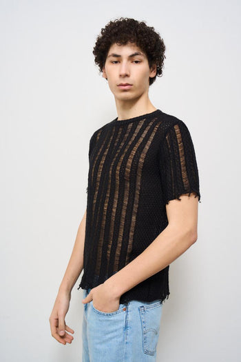 Maglia uomo traforata nera - 3