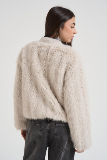 Giubbotto in ecopelliccia donna beige - 4