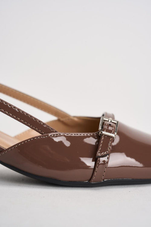 Slingback donna in vernice marrone - 2