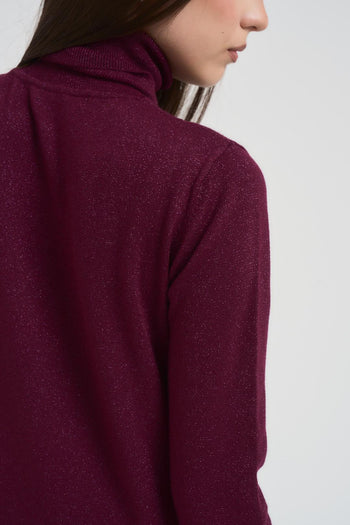 Maglia donna collo alto in lurex - 5