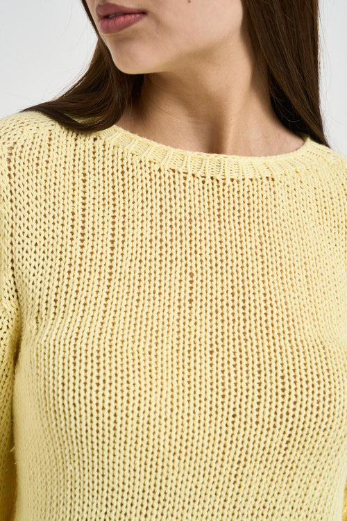Maglia donna cropped giallo pastello - 2
