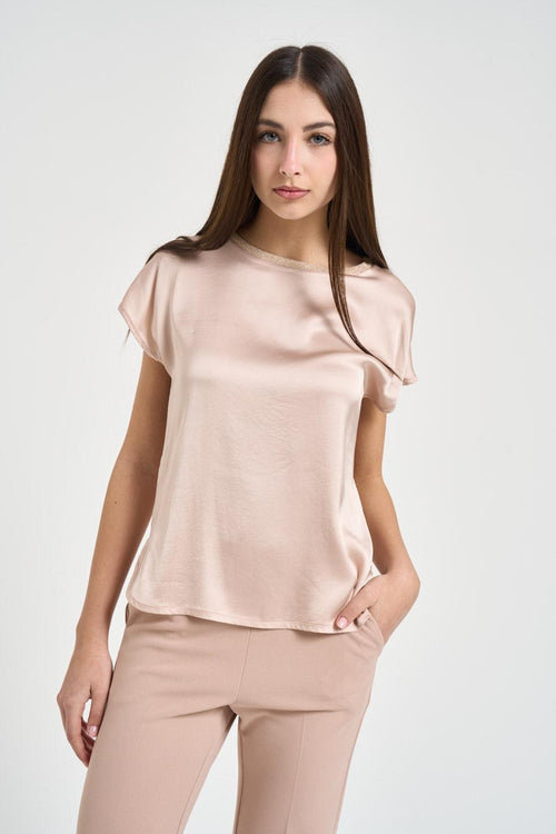 T-shirt donna satinata cipria