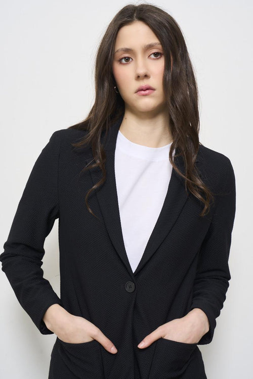 Women's black single breasted jacket - 2