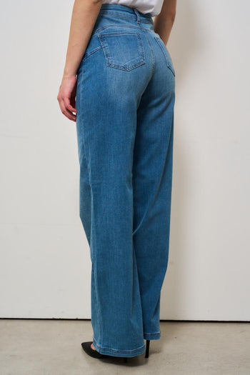 Jeans donna a palazzo in denim medio - 6