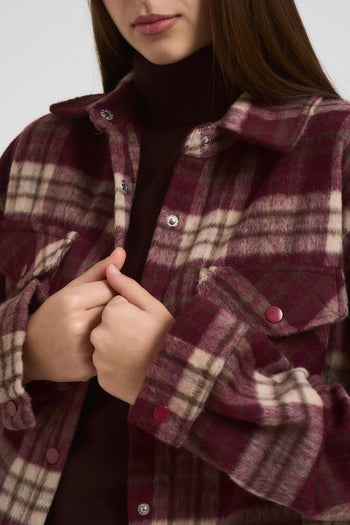Camicia donna over a quadri vino - 5