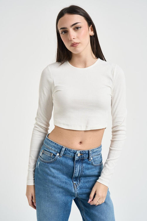 Top donna a costine bianco - 1