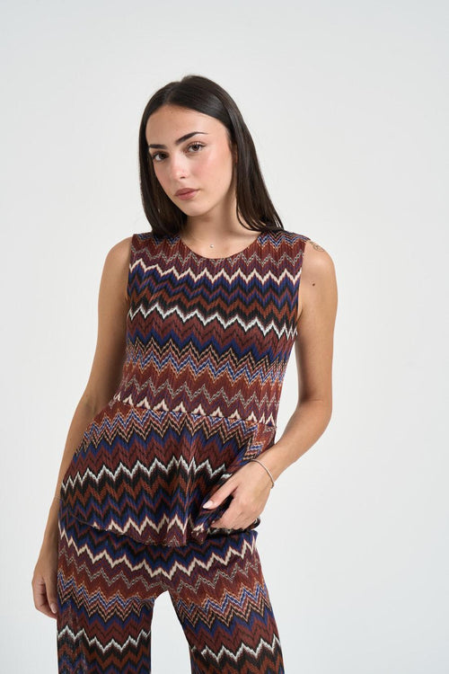 Top donna a righe multicolor - 2