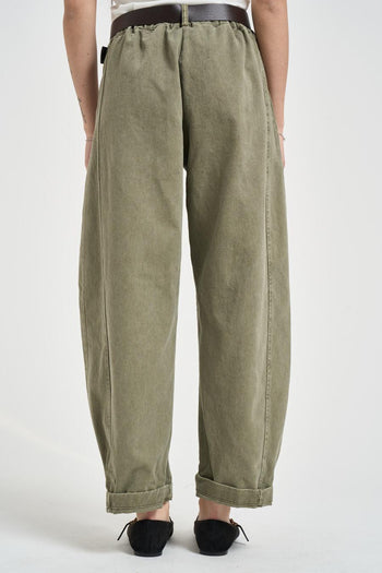 Pantalone donna balloon verde militare - 4