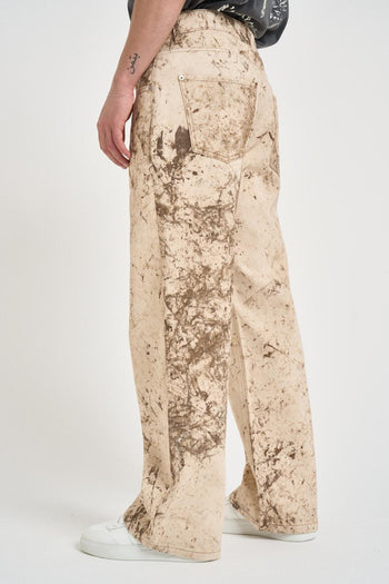 Jeans uomo wide leg delavé beige - 4