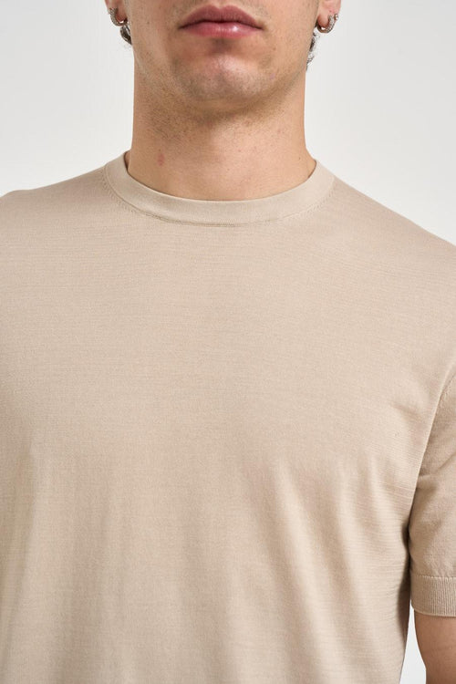 T-shirt uomo in maglia beige - 2