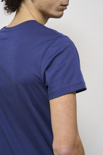 T-shirt uomo girocollo blu con logo - 5