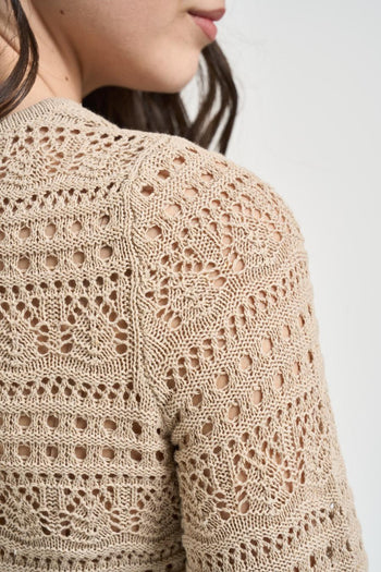 Maglia donna traforata beige - 4