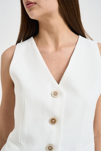 Completo donna gilet e pantalone bianco - 3