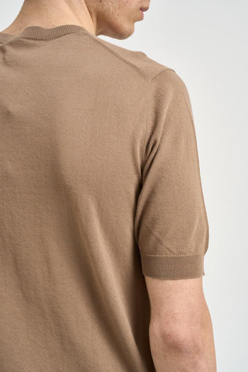 T-shirt uomo in maglia marrone - 5