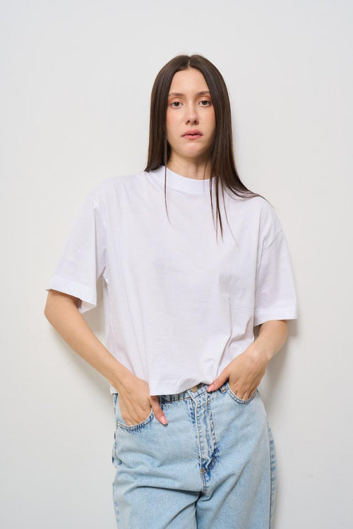 T-shirt donna con apertura bianca