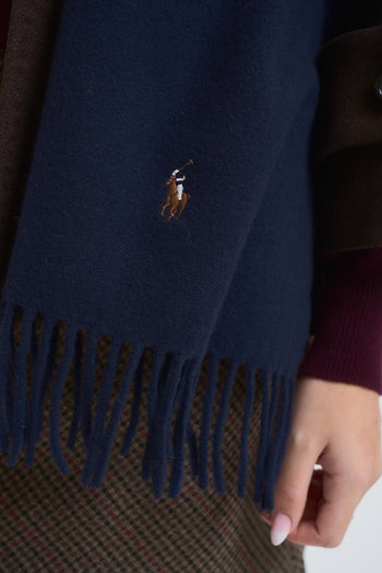 Sciarpa donna con frange blu - 3