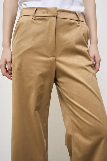 Women's palazzo trousers in camel suede - 6