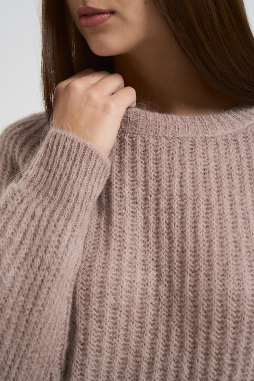 Maglia donna scollo a barchetta tortora - 2