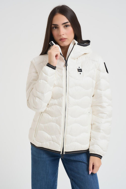 Piumino ad onde orizzontali donna bianco - 2