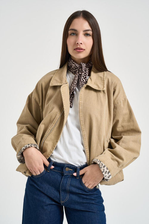 Giubbotto donna in denim beige