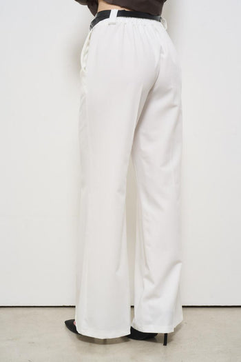 White women's trousers with belt - 5
