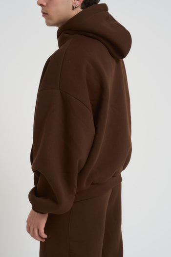 Felpa uomo con cappuccio marrone - 5