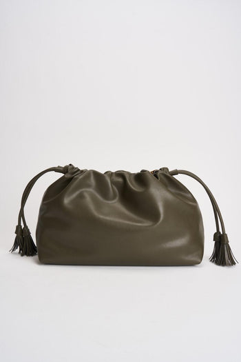 Borsa donna in ecopelle grande verde militare - 6