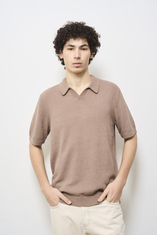 Polo uomo in maglia beige