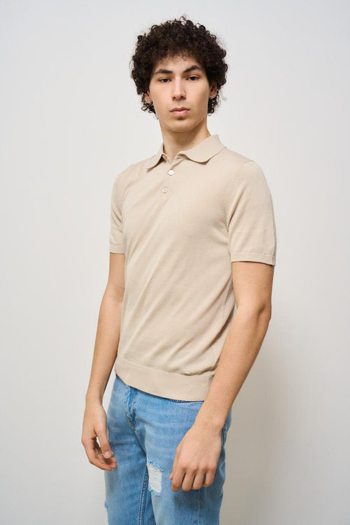 Polo uomo in maglia beige - 2