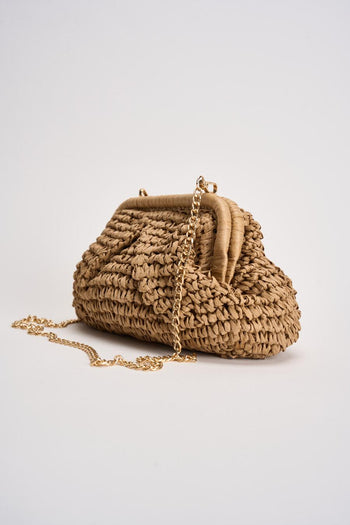 Borsa donna in rafia intrecciata cuoio - 4
