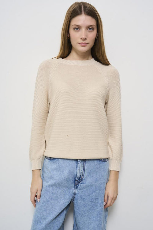 Maglia donna girocollo ecru - 1