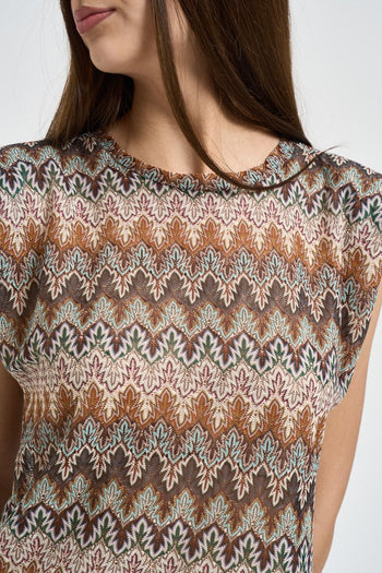 Top donna marrone multicolor con lurex - 3