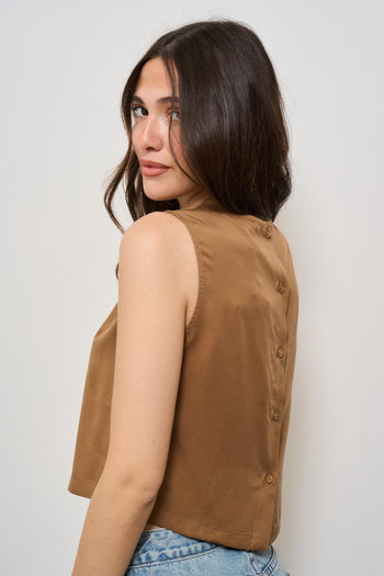 Top donna girocollo cammello - 4