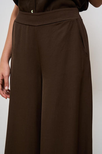 Pantalone donna gamba larga marrone - 6